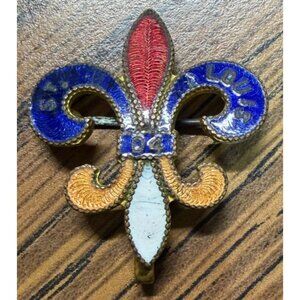 St. Louis World’s Fair Fleur-de-Lis Enamel Souvenir Pin Early 20th C